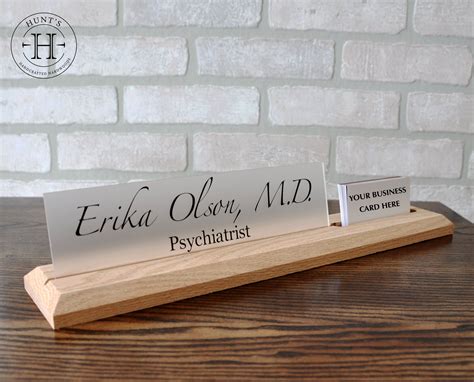 name plate with business card holder